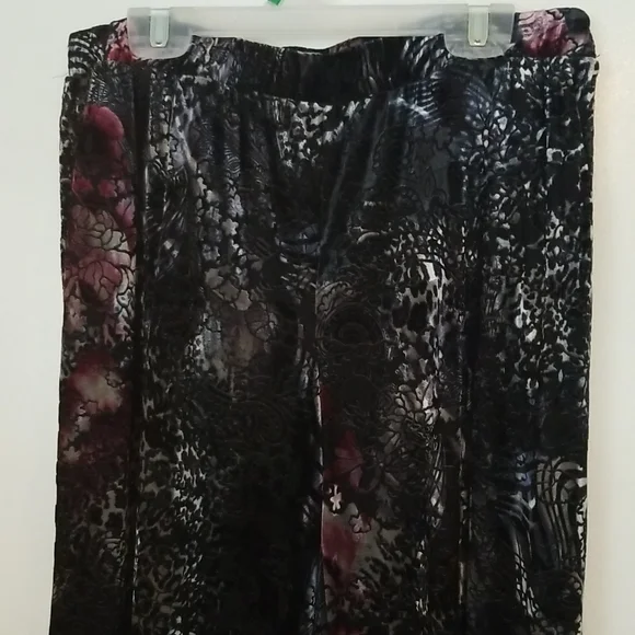 Boston Proper Velvet Palazzo Pant Size S Burnout Velvet - Picture 2 of 8